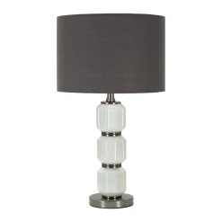 Lampada da tavolo Presolana, 33x33 h57 cm, Bianco e Grigio