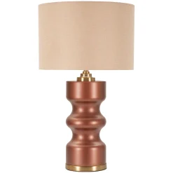 Lampade Da Tavolo > Dmora Lampada da Tavolo Rosa Marrone Necessaria 1 Lampadina Attacco e27, Paralume - Dabame Marrone, Rosa