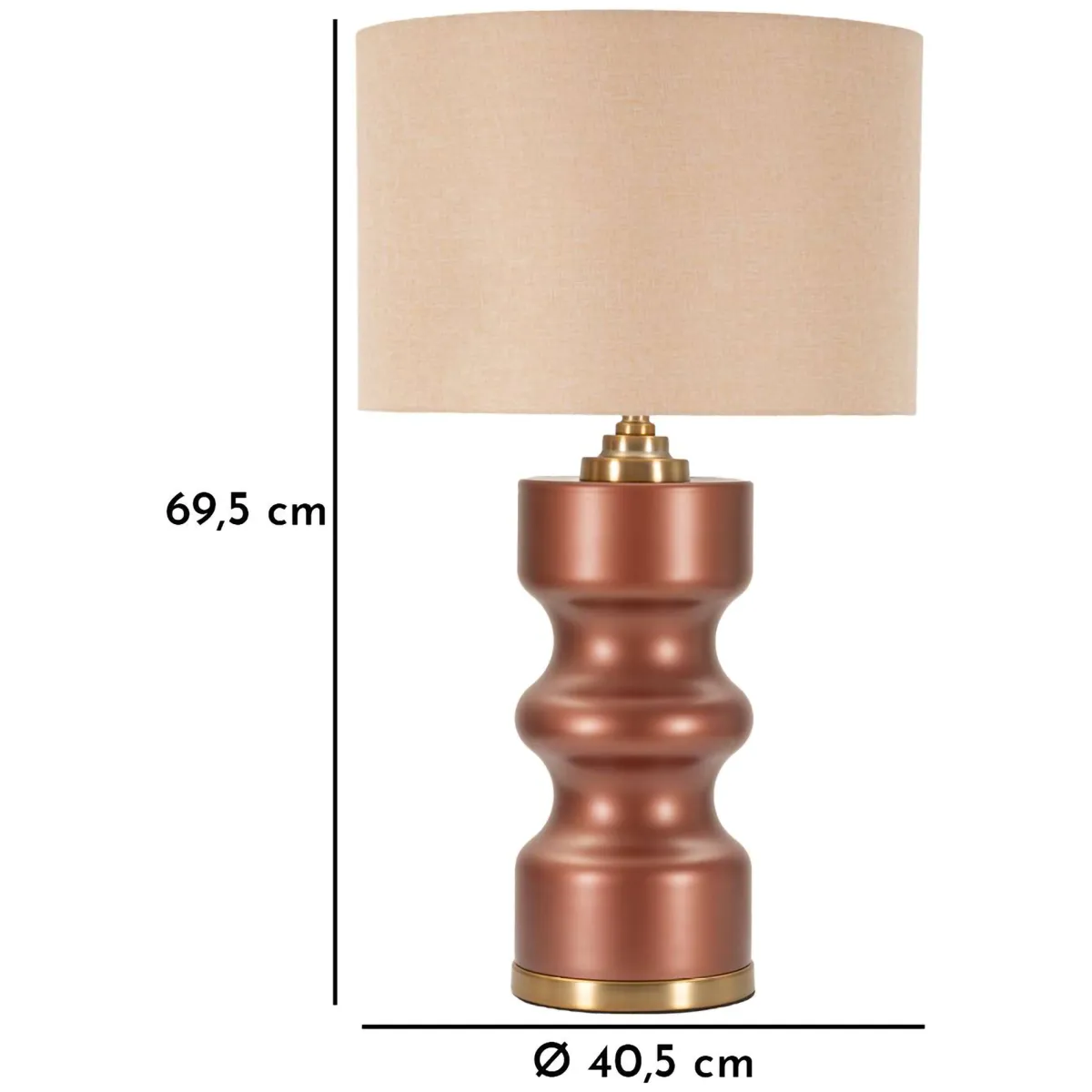 Lampade Da Tavolo > Dmora Lampada da Tavolo Rosa Marrone Necessaria 1 Lampadina Attacco e27, Paralume - Dabame Marrone, Rosa
