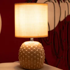 Lampada da Tavolo Rosa Necessaria 1 Lampadina Attacco e14, Paralume - Ketchi
