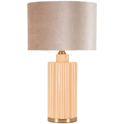 Lampada da Tavolo Rosa Perlato Rosa Salmone Necessaria 1 Lampadina Paralume, Attacco e27 - Dabaparo