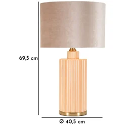 Lampada da Tavolo Rosa Perlato Rosa Salmone Necessaria 1 Lampadina Paralume, Attacco e27 - Dabaparo