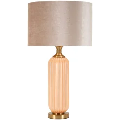 Lampada da Tavolo Rosa Perlato Rosa Salmone Necessaria 1 Lampadina Paralume, Attacco e27 - Fapa