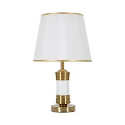 Lampade Da Tavolo > Dmora Lampada da tavolo Sinopia, Bianco e Oro, 31x31 h52 cm Oro, Bianco