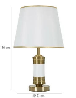 Lampade Da Tavolo > Dmora Lampada da tavolo Sinopia, Bianco e Oro, 31x31 h52 cm Oro, Bianco