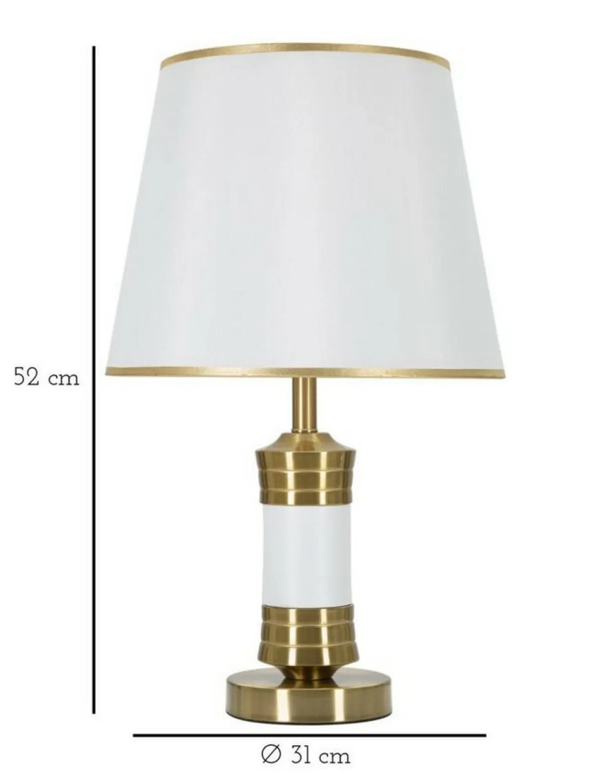 Lampade Da Tavolo > Dmora Lampada da tavolo Sinopia, Bianco e Oro, 31x31 h52 cm Oro, Bianco