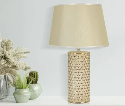 Lampada da tavolo Supreme, Bianco e Oro, 30x30 h48 cm