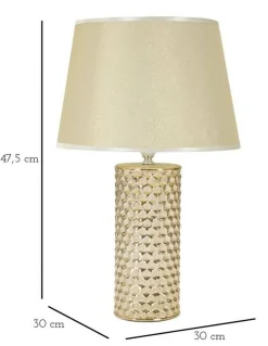 Lampada da tavolo Supreme, Bianco e Oro, 30x30 h48 cm