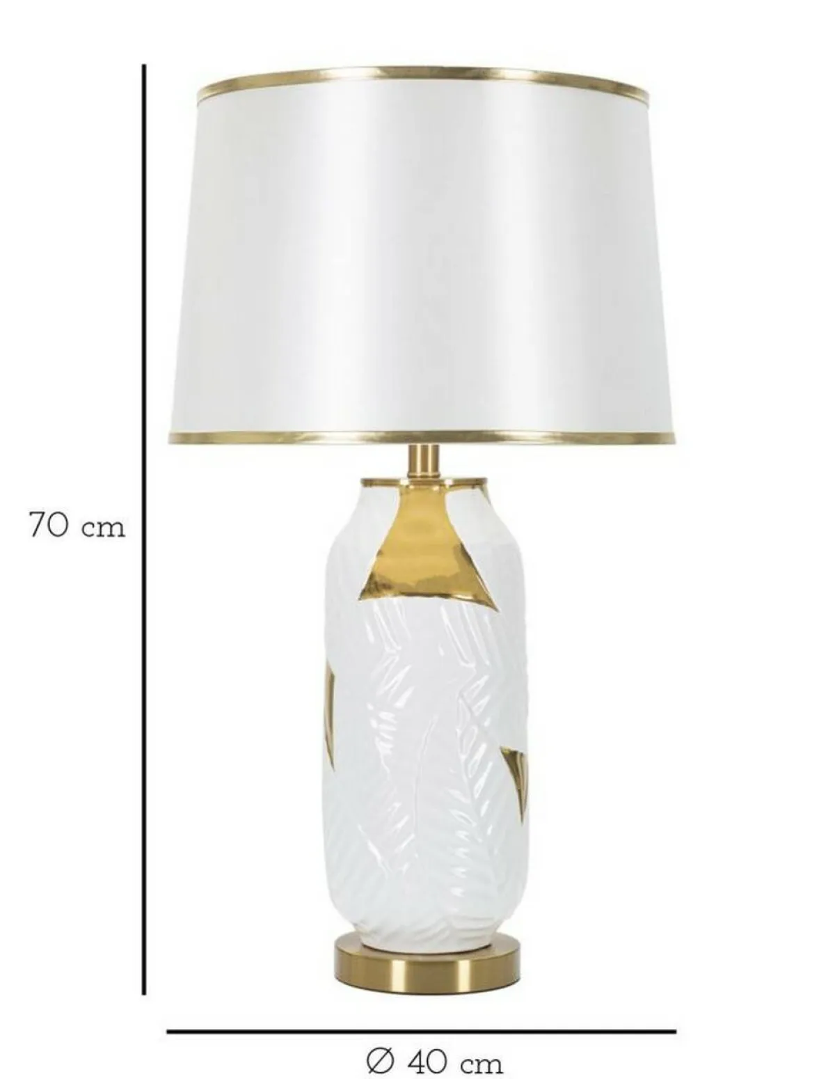 Lampade Da Tavolo > Dmora Lampada da tavolo Trompe, 40x40 h70 cm, Bianco e Oro Oro, Bianco
