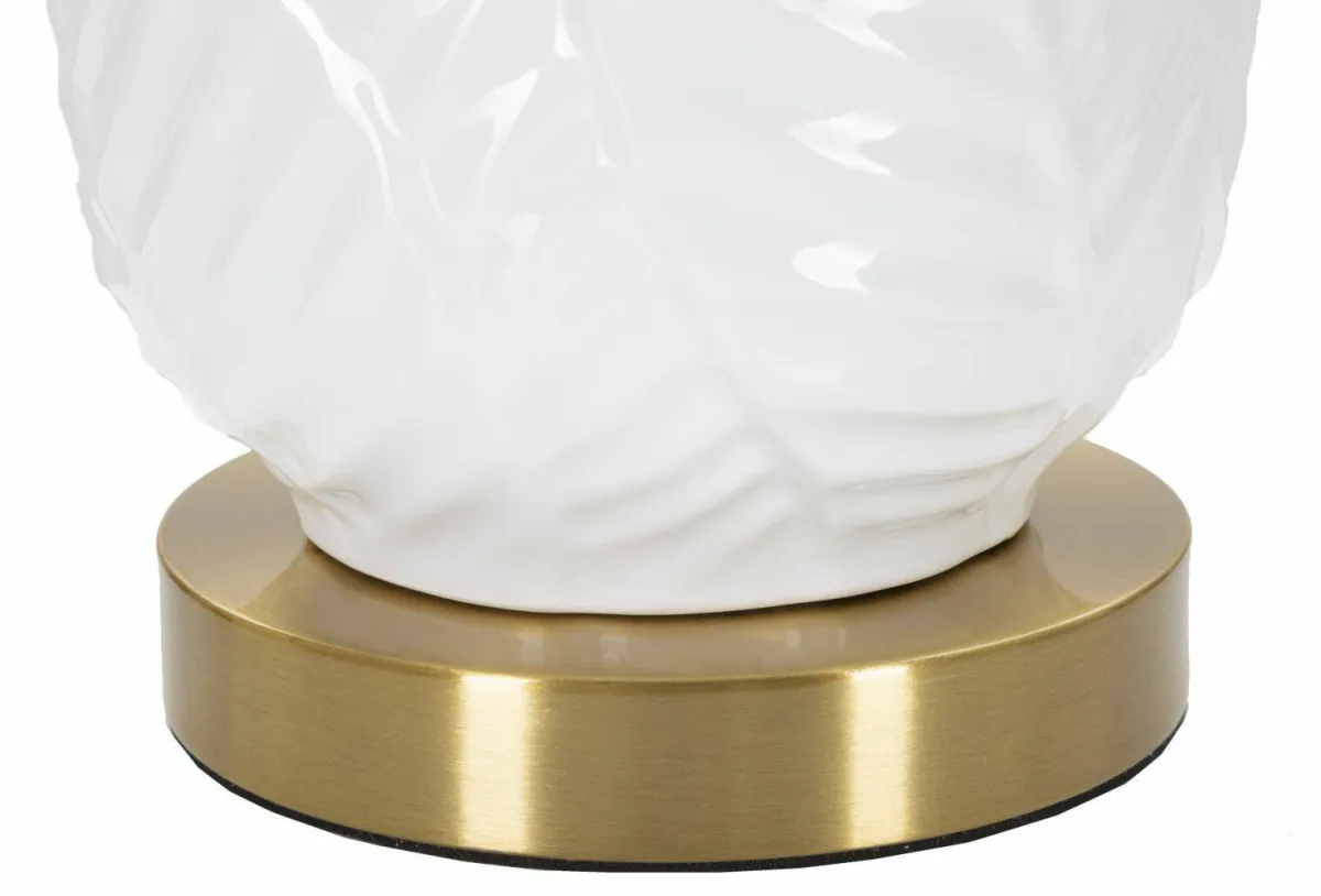 Lampade Da Tavolo > Dmora Lampada da tavolo Trompe, 40x40 h70 cm, Bianco e Oro Oro, Bianco