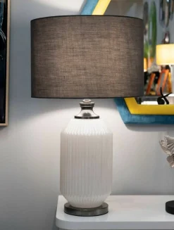Lampada da tavolo Vidardo, 38x38 h65 cm, Bianco e Grigio