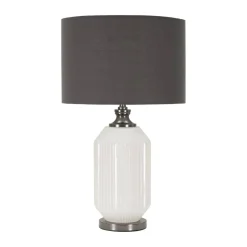 Lampada da tavolo Vidardo, 38x38 h65 cm, Bianco e Grigio