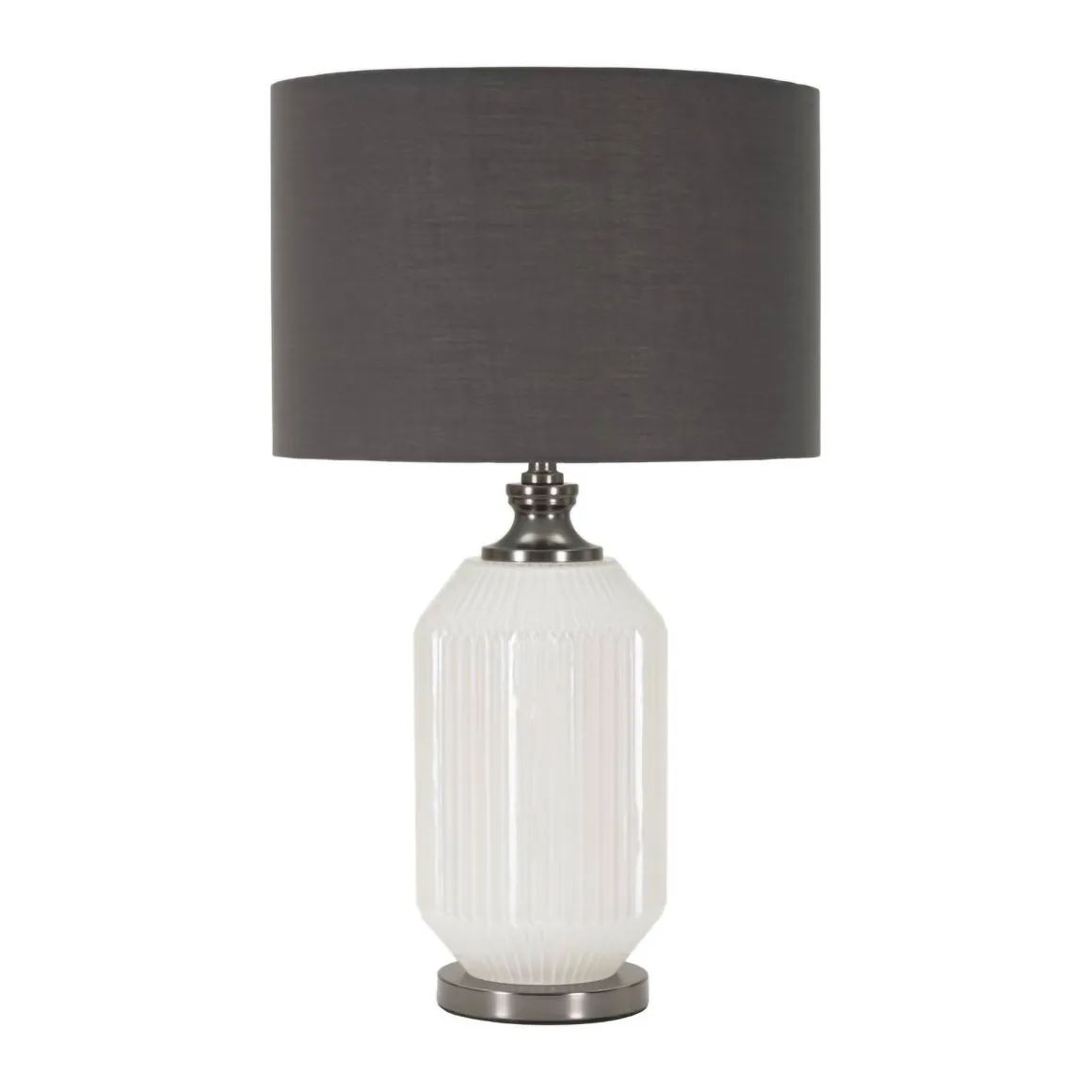 Lampada da tavolo Vidardo, 38x38 h65 cm, Bianco e Grigio