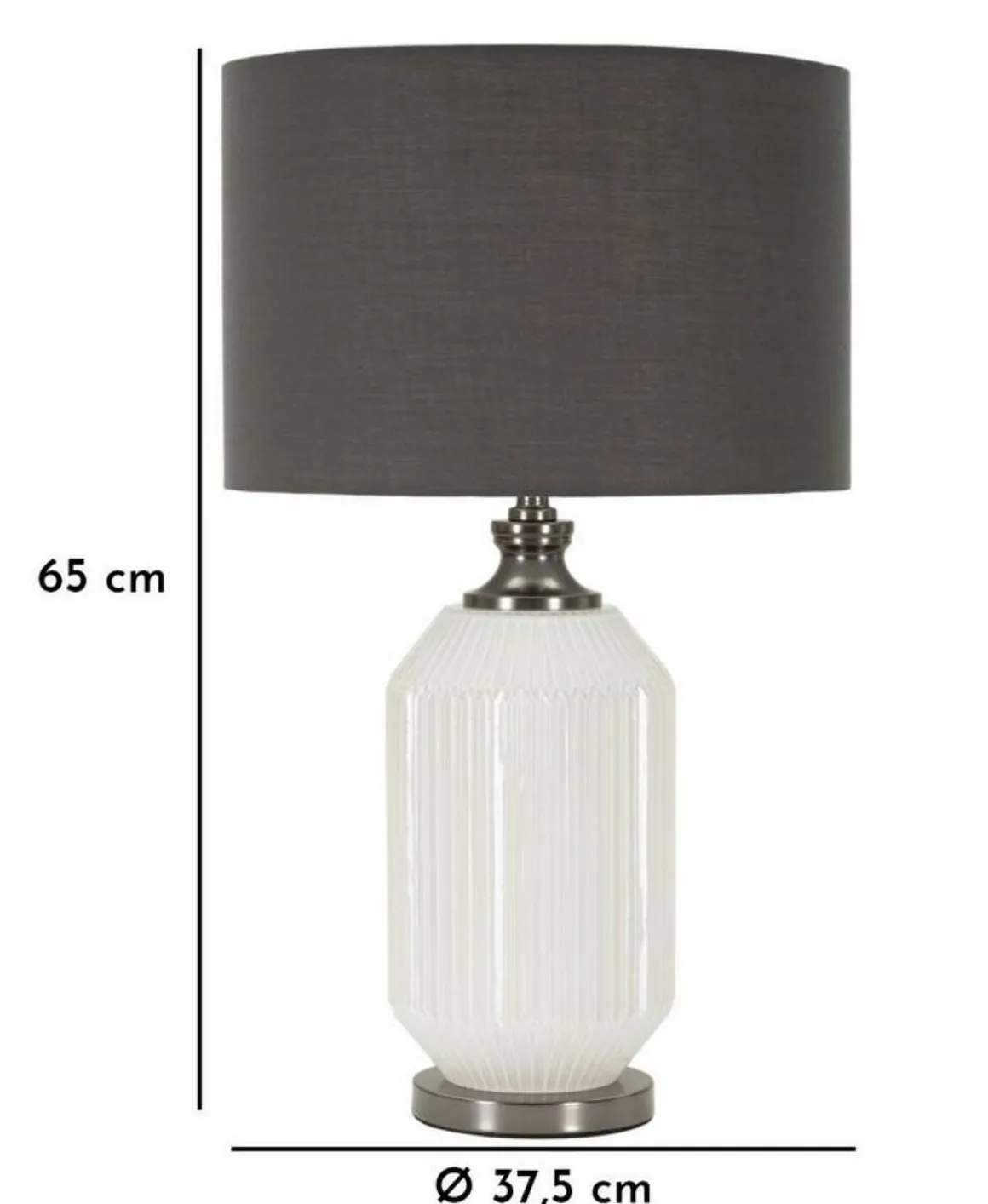 Lampada da tavolo Vidardo, 38x38 h65 cm, Bianco e Grigio
