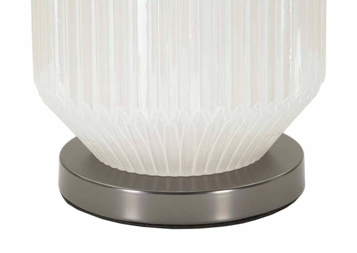 Lampada da tavolo Vidardo, 38x38 h65 cm, Bianco e Grigio
