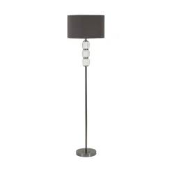 Lampade Da Terra > Dmora Lampada da terra Andevenno, 43x43 h163 cm, Bianco e Grigio Nero, Grigio