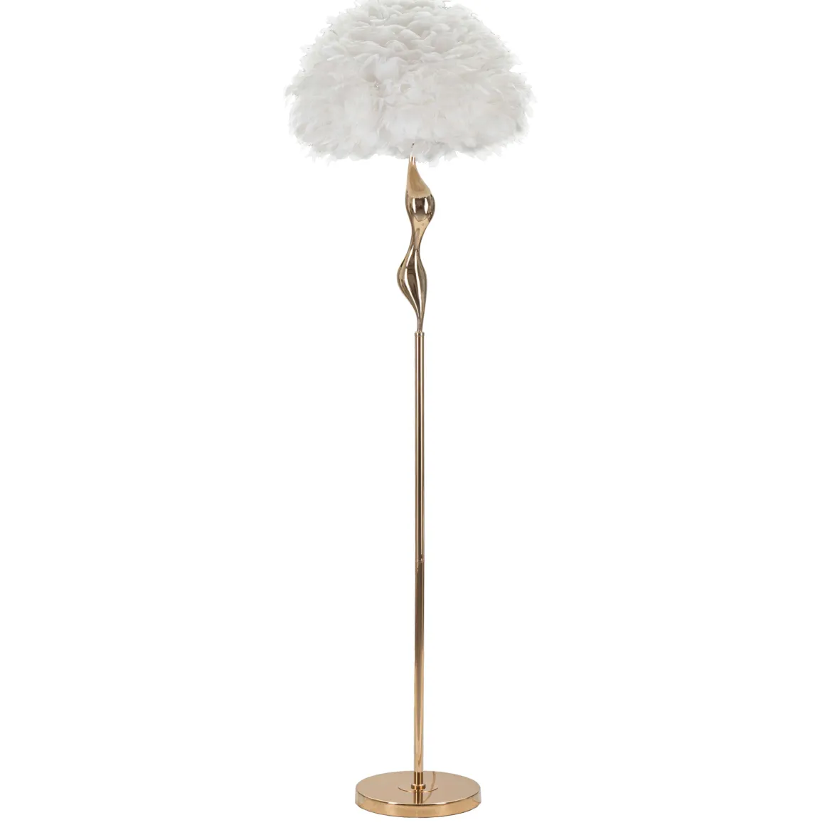 Lampade Da Terra > Dmora Lampada da Terra Bianco oro Necessarie 3 Lampadine Attacco e14, Interruttore Pedaliera - Kisoro Oro, Bianco