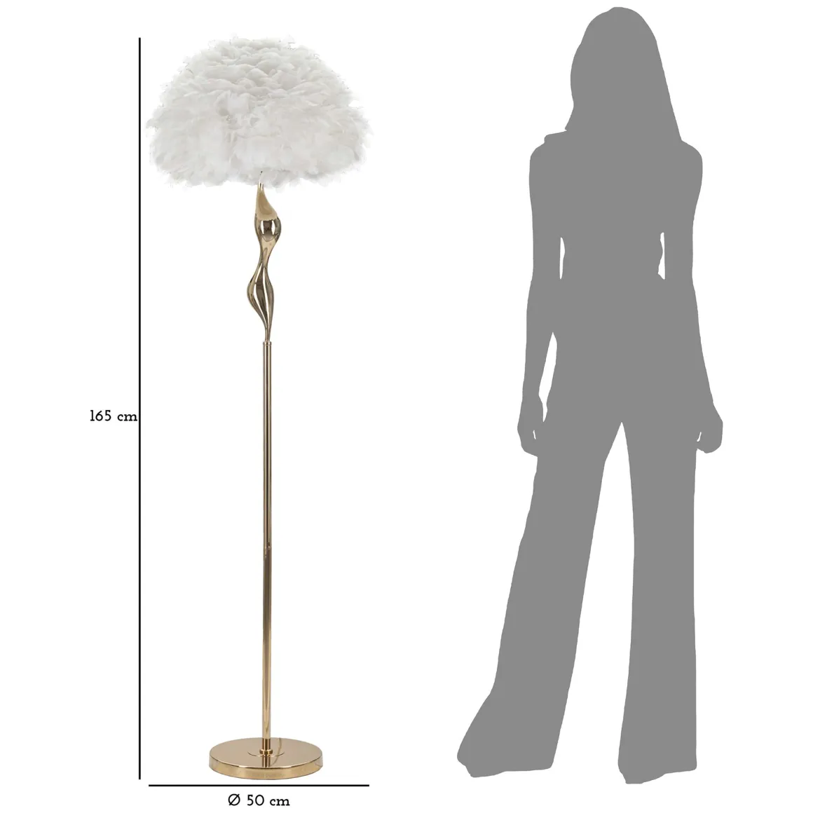 Lampade Da Terra > Dmora Lampada da Terra Bianco oro Necessarie 3 Lampadine Attacco e14, Interruttore Pedaliera - Kisoro Oro, Bianco