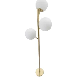 Lampade Da Terra > Dmora Lampada da Terra Bianco oro Necessarie 3 Lampadine Attacco e14, Interruttore Pedaliera - Kisoro Oro, Bianco