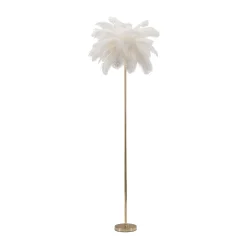 Lampada da Terra Bianco oro Necessarie 3 Lampadine Attacco e14, Paralume - Bakamo