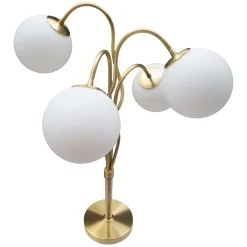 Lampade Da Terra > Dmora Lampada da Terra Bianco oro Necessarie 4 Lampadine Attacco e14, Interruttore Manuale - Antigu Oro, Bianco