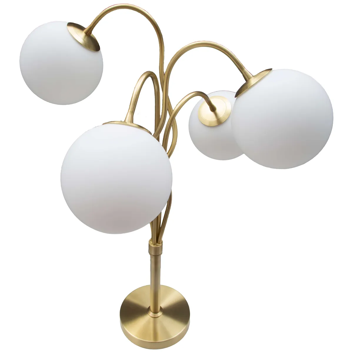 Lampade Da Terra > Dmora Lampada da Terra Bianco oro Necessarie 4 Lampadine Attacco e14, Interruttore Manuale - Antigu Oro, Bianco