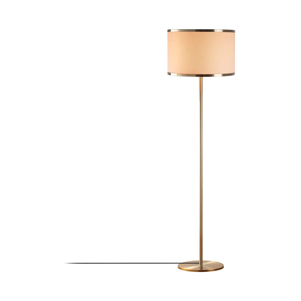 Lampade Da Terra > Dmora Lampada da Terra Bianco oro Panna Paralume Attacco e 27 max 40 w, Interruttore Connessione Diretta - Laviano Oro, Bianco Panna