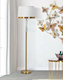 Lampada da terra Craquelure, 40x40 h153 cm, Bianco e Oro