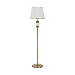 Lampade Da Terra > Dmora Lampada da terra Grisaille, 41x41 h160 cm, Bianco e Oro Oro, Bianco