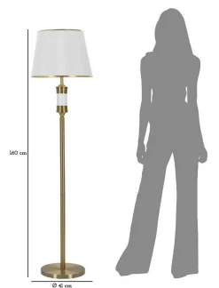 Lampade Da Terra > Dmora Lampada da terra Grisaille, 41x41 h160 cm, Bianco e Oro Oro, Bianco