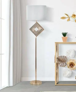 Lampada da terra Inchiostro, 40x40 h161 cm, Bianco e Oro