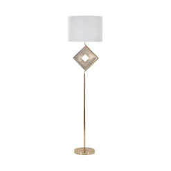 Lampada da terra Inchiostro, 40x40 h161 cm, Bianco e Oro