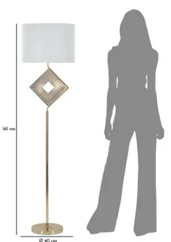 Lampada da terra Inchiostro, 40x40 h161 cm, Bianco e Oro