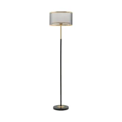 Lampade Da Terra > Dmora Lampada da terra Marouflage, 35x35 h153 cm, Nero e Oro Oro, Nero