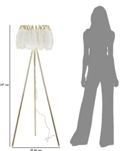 Lampada da terra Millefleur, 46x46 h147 cm, Bianco e Oro
