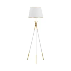 Lampade Da Terra > Dmora Lampada da terra Murales, 61x61 h154 cm, Bianco e Oro Oro, Bianco