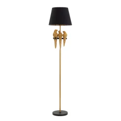 Lampade Da Terra > Dmora Lampada da Terra Nero oro Necessaria 1 Lampadina Attacco e27, Paralume - Dariha Oro, Nero