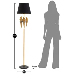 Lampade Da Terra > Dmora Lampada da Terra Nero oro Necessaria 1 Lampadina Attacco e27, Paralume - Dariha Oro, Nero