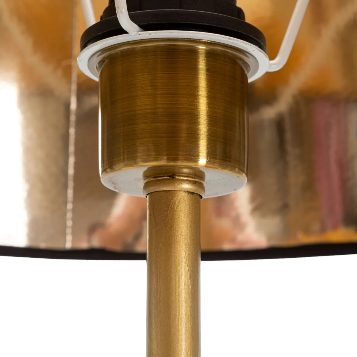 Lampade Da Terra > Dmora Lampada da Terra Nero oro Necessaria 1 Lampadina Attacco e27, Paralume - Dariha Oro, Nero