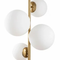 Lampade Da Terra > Dmora Lampada da Terra oro Bianco Paralume Attacco e 14 max 40 w, Interruttore Connessione Diretta - Mannelli Bianco, Oro