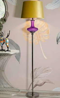 Lampada da terra Pepoli, 40x40 h167 cm, Viola e Giallo