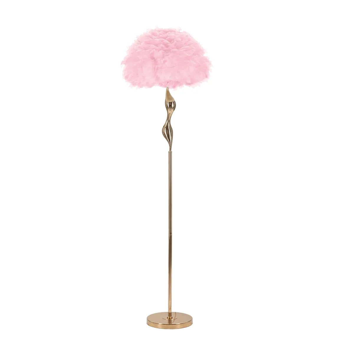 Lampade Da Terra > Dmora Lampada da Terra Rosa oro Necessaria 1 Lampadina Paralume, Attacco e27 - Abha Oro, Rosa