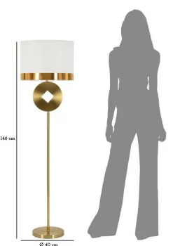 Lampade Da Terra > Dmora Lampada da terra Telero, 40x40 h151 cm, Bianco e Oro Oro, Bianco