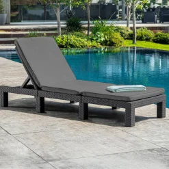 Lettino da giardino schienale regolabile 195x65cm antracite - Okotoks