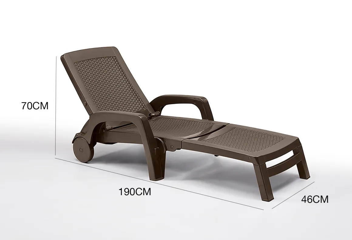 Lettino prendisole Abbie, 190x46h70 cm, Marrone