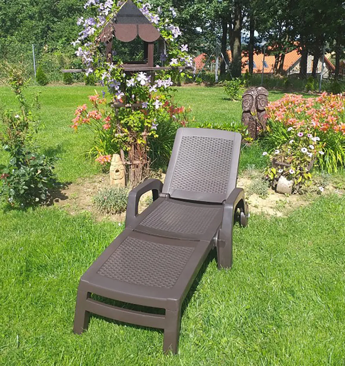 Lettino prendisole Abbie, 190x46h70 cm, Marrone