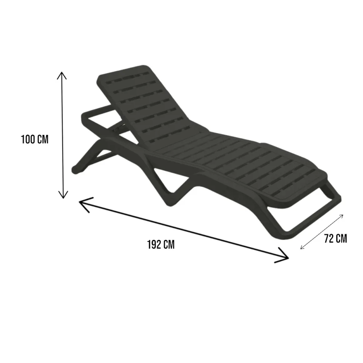 Lettino prendisole Anis, 192x72h100 cm, Antracite