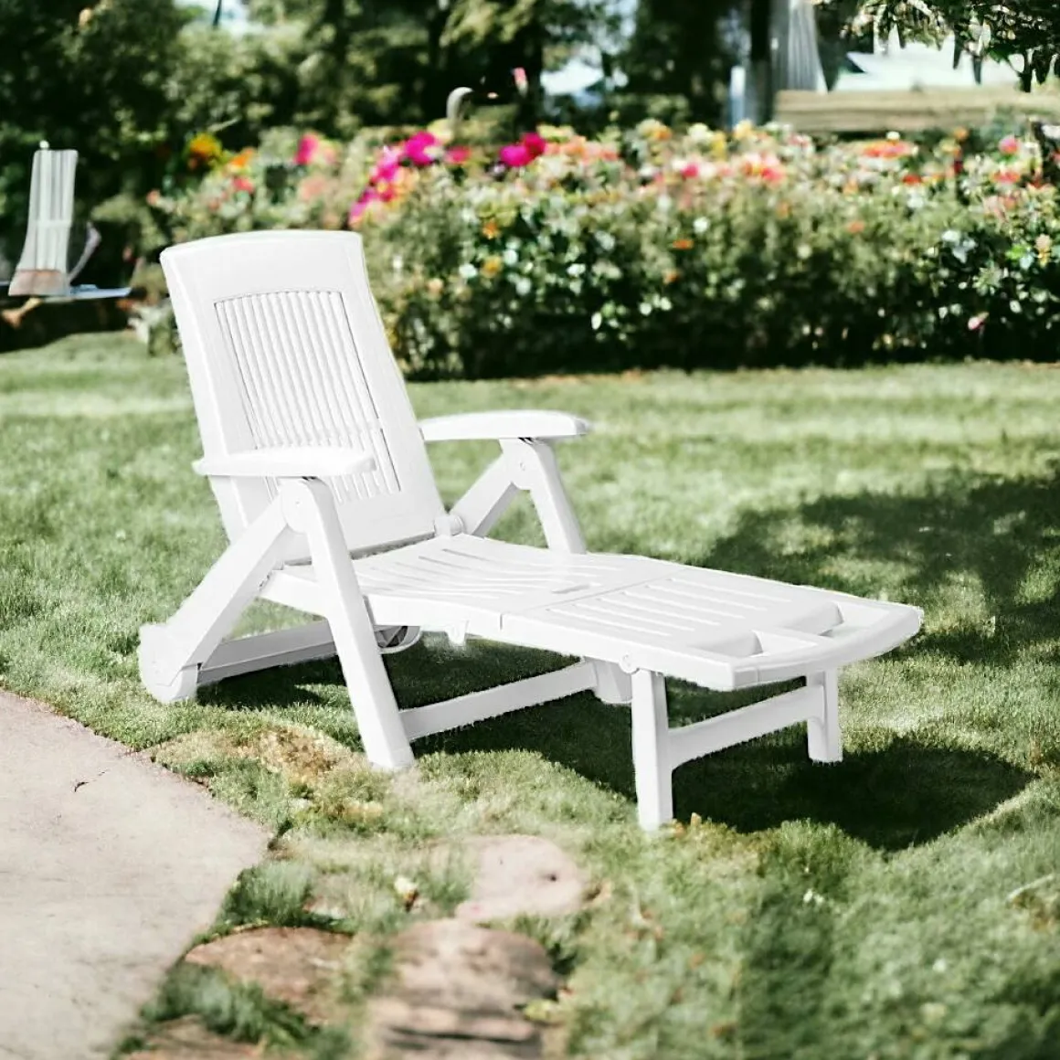 Lettino prendisole Dantonel, Cm 195x72h101, Bianco