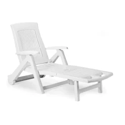 Lettino prendisole Dantonel, Cm 195x72h101, Bianco