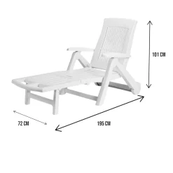 Lettino prendisole Dantonel, Cm 195x72h101, Bianco